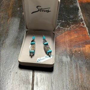 Dangly earrings with turquoise accent stones